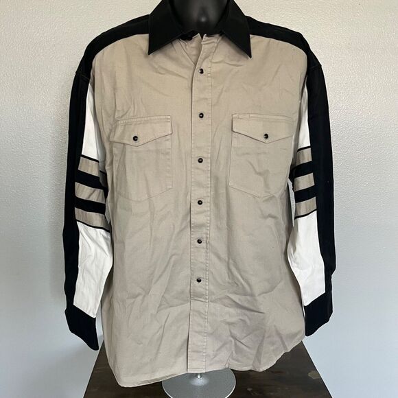 Brooks & Dunn Western Shirt L Panhandle Slim Long Sleeve Aztec Tan Snap Button - Picture 1 of 7